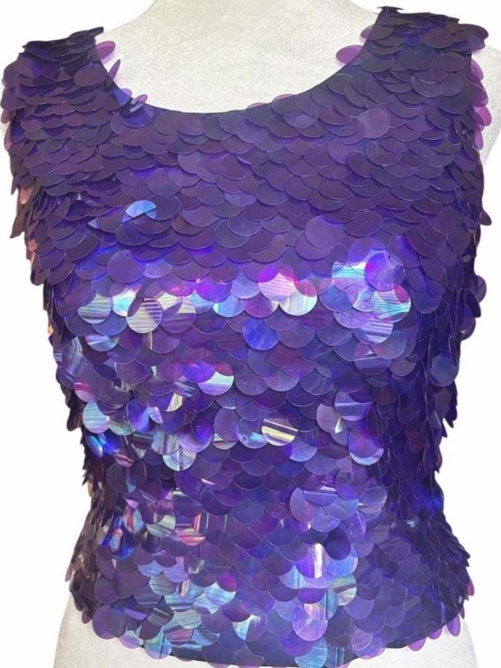 Papell Boutique Purple Sequin sleeveless top size 4